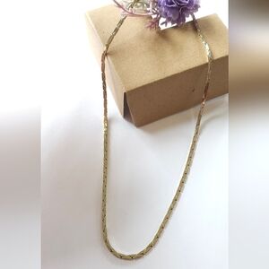 Vintage Gold Plated Square Link Chain Necklace or Choker 16" Long